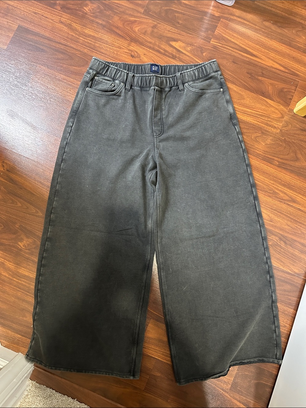 GAP washed Black Wide-Leg heavyweight baggy Sweatpant jeans size L